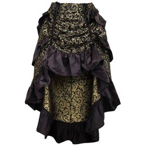 Gold/Black Brocade Adjustable High Low Bustle Skirt